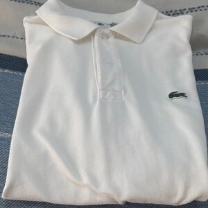 Lacoste White Polo with Green Crocodile Emblem